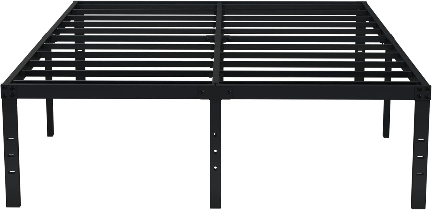 Elegant Black 18-Inch Cal King Bed Frame - Easy Assemble & DIY Headboard Options