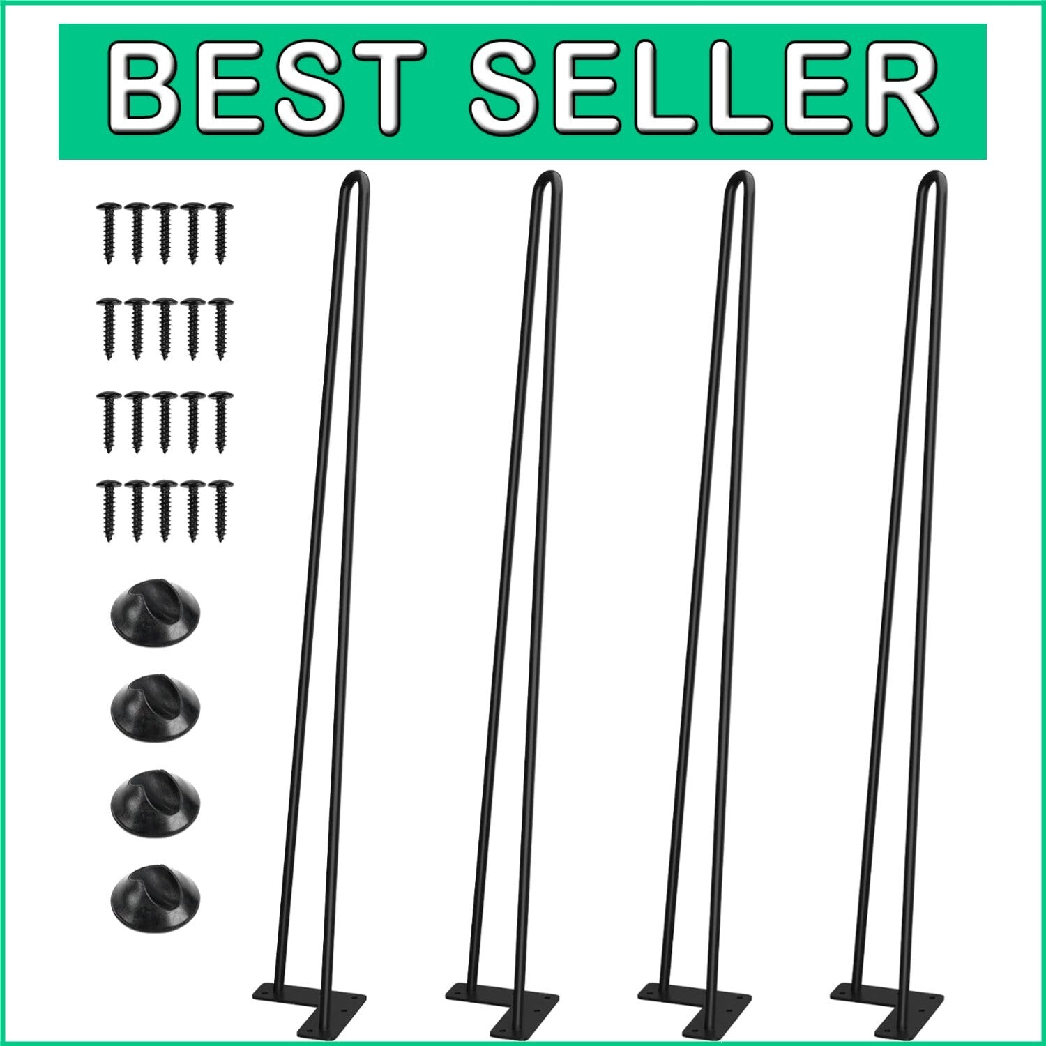 Durable 24" Hairpin Legs Set - Solid Metal Supports Up to 400 lbs for Furniture