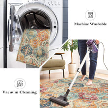 Load image into Gallery viewer, Washable Ultra-Thin Round Rug - 4ft Non-Slip Floral Carpet for Entryway &amp; Home