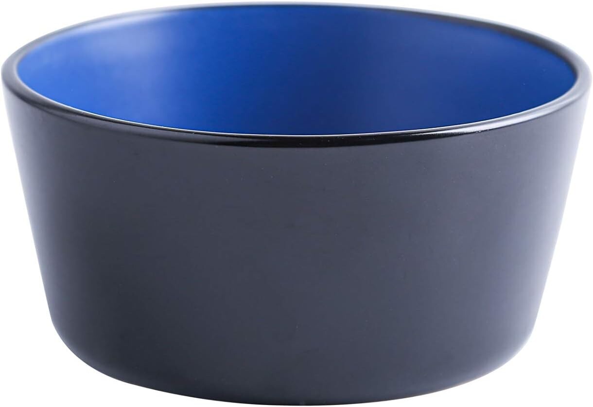 Albie 16-Piece Modern Blue and Black Stoneware Dinnerware for Stylish Dining