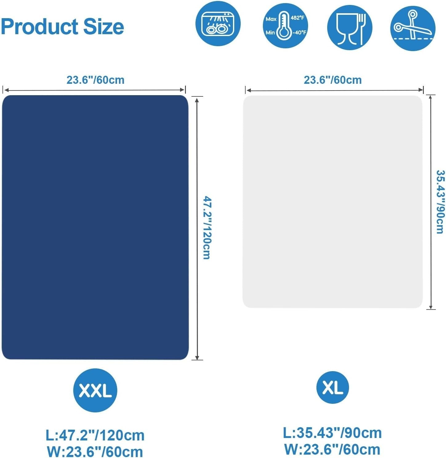 Premium 47"x23.6" Silicone Counter Mat - Durable, Non-Slip Protector for Cooking