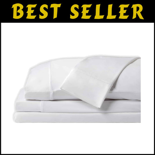 Luxury Split King Cooling Bed Sheets with Deep Pocket & Easy Care - Bright White