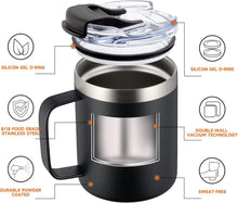 Load image into Gallery viewer, 4 Pack 12oz Stainless Steel Insulated Travel Mugs with Comfortable Handles