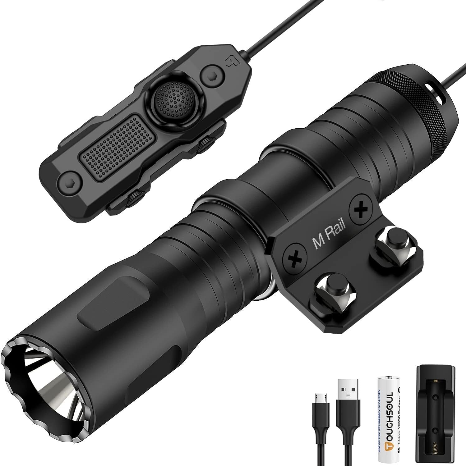 Mlok Mounted 1250 Lumens Tactical LED Flashlight with Remote Pressure Switch