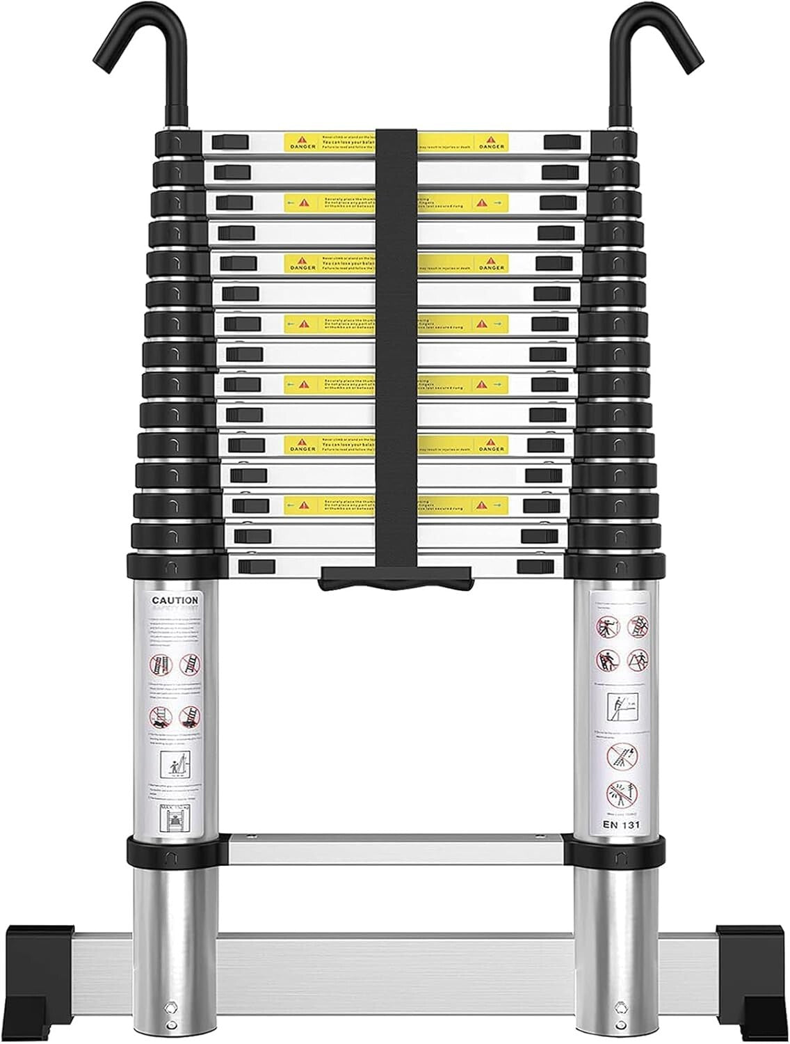 Premium Aluminum Telescoping Extension Ladder - 20FT, 330lbs Capacity, EN131