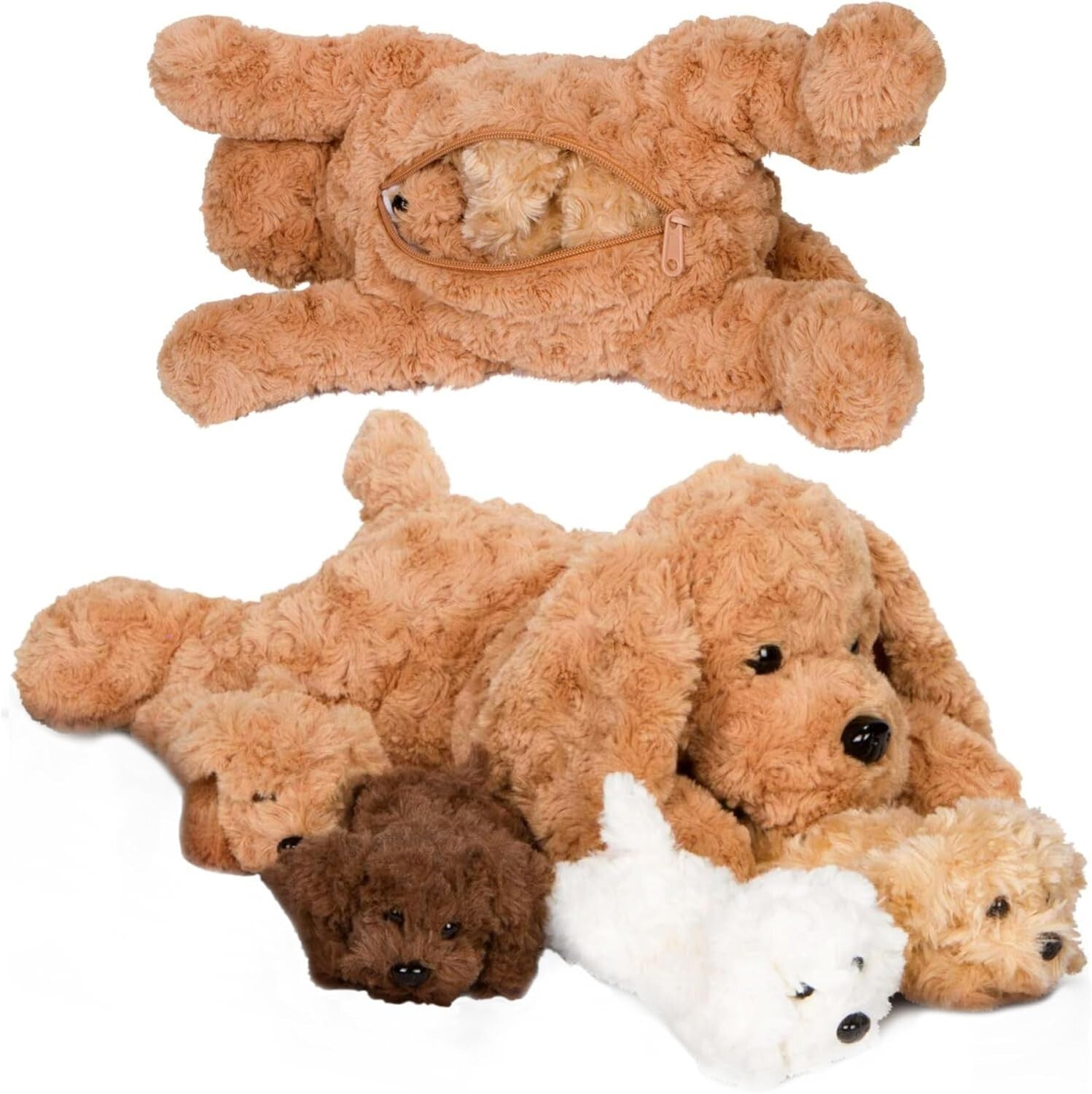 Adopt Your Puppy Family: Enchanting Labradoodle Plush with Four Puppies Included
