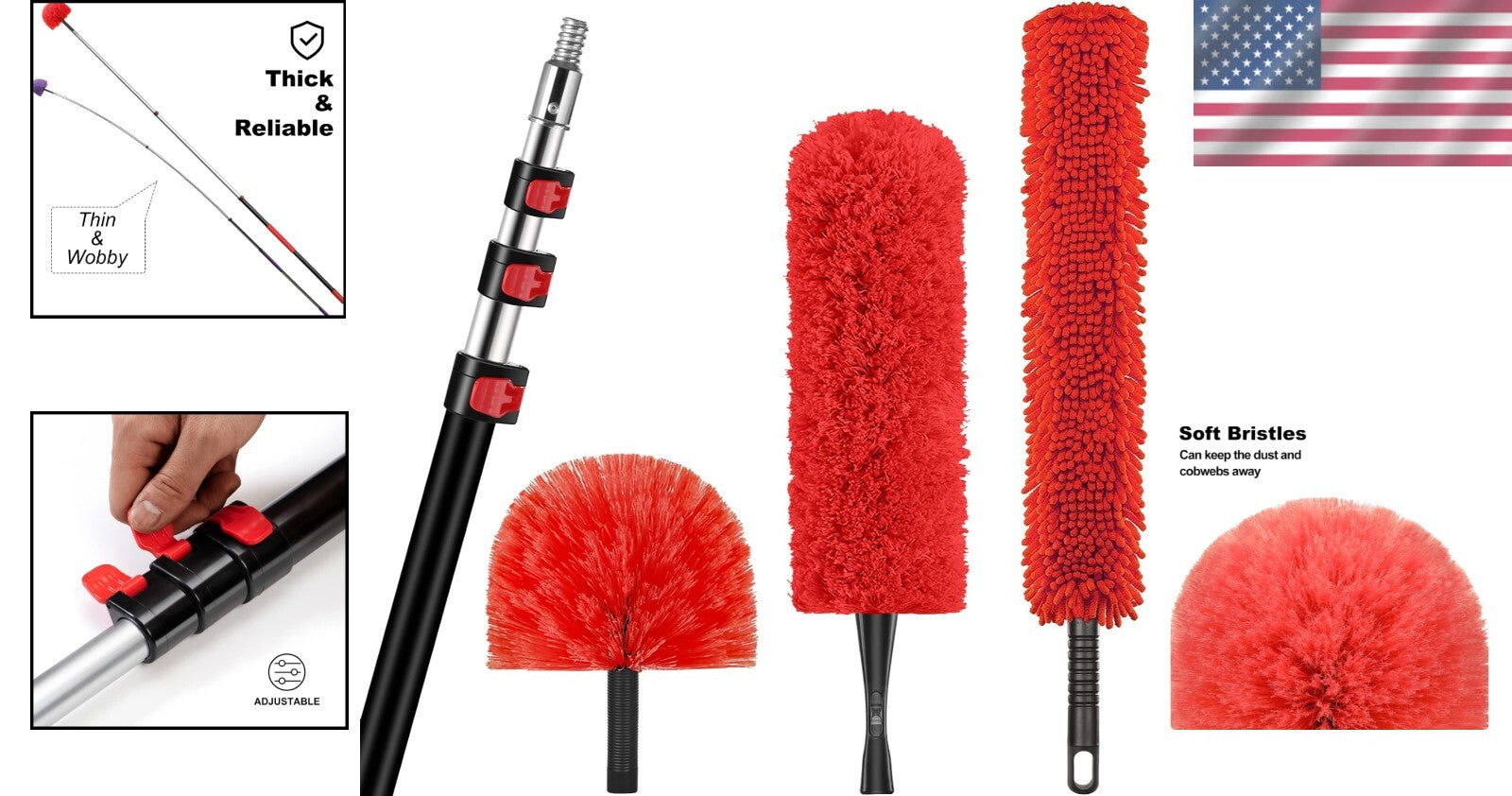 30-Foot High Reach Dusting Kit with Telescopic Pole - Indoor & Outdoor Cleaning