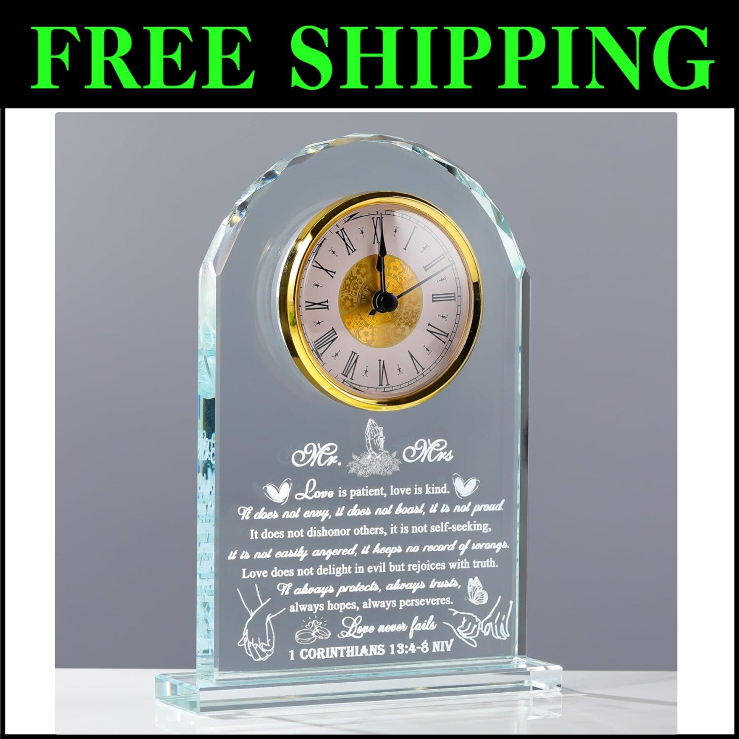 Battery-Powered Quartz Crystal Clock - Heartfelt Wedding Gift for Newlyweds