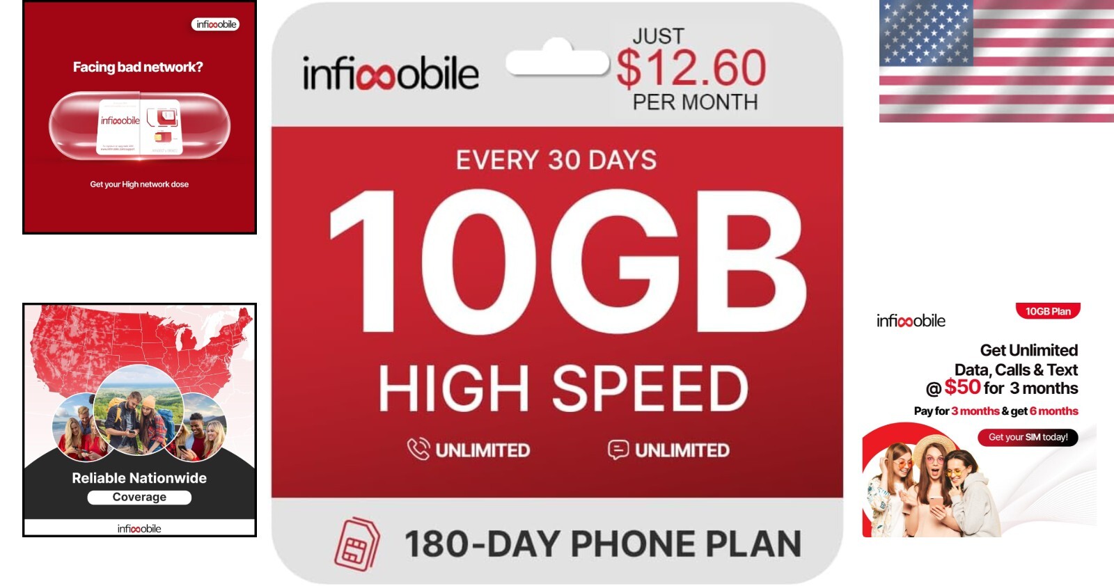 $12.60/Month SIM Card: 6-Month Prepaid Plan with Unlimited Talk & 10GB Data