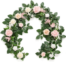 Load image into Gallery viewer, Vibrant 5FT Blush Pink Rose Garland for Stunning Wedding Backdrops &amp; Decor