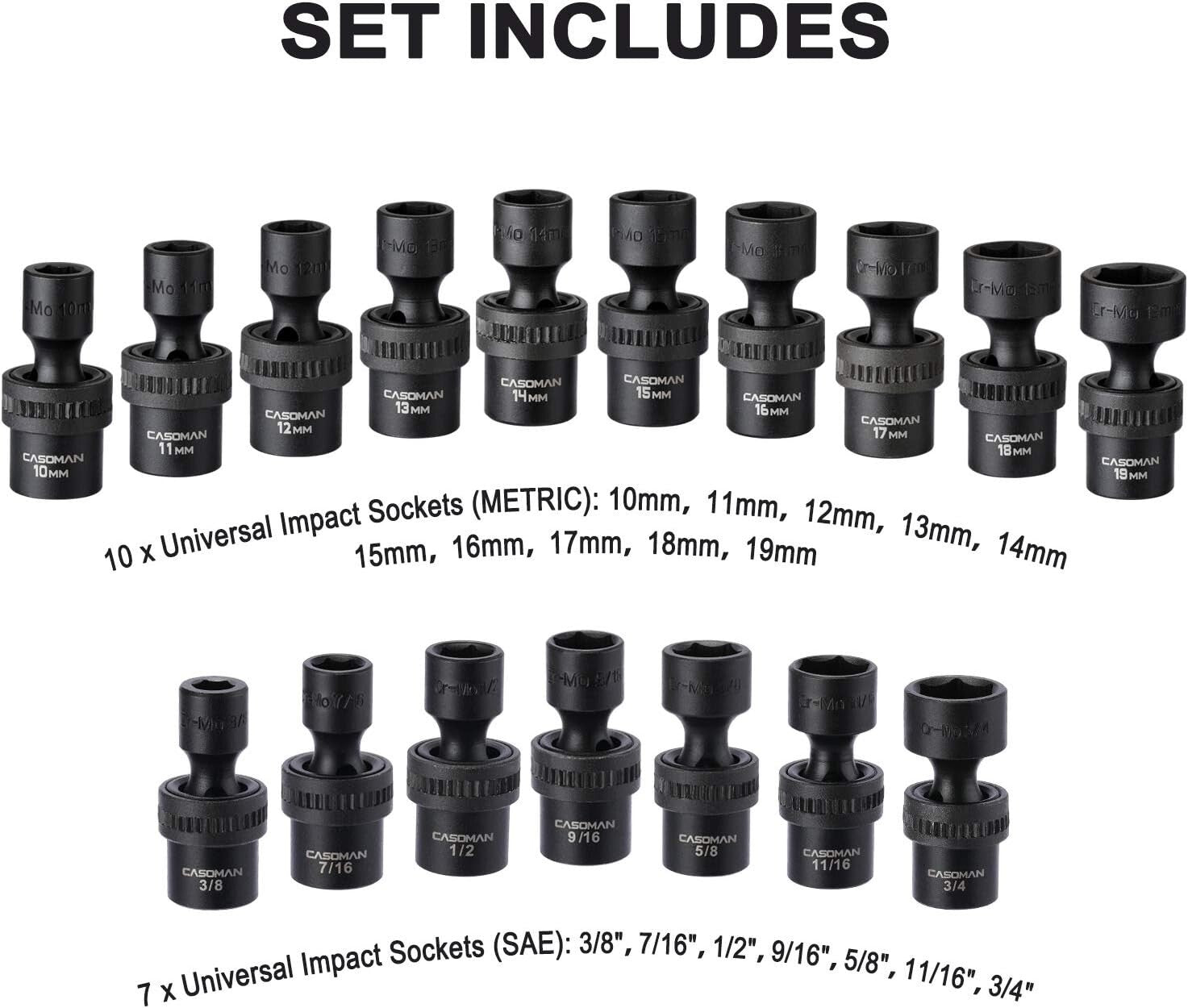 Heavy Duty 3/8" Drive Master Socket Set - Durable Chrome Moly Construction