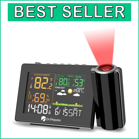 180° Adjustable Projection Alarm Clock with Wireless Temperature Monitor