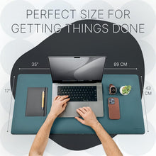 Load image into Gallery viewer, Stylish Green Desk Mat with Anti-Slip Design and Document Slot - 35 x 17 Inches