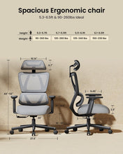 Load image into Gallery viewer, Ergonomic Big &amp; Tall Mesh Office Chair with Adjustable Headrest &amp; Lumbar Support