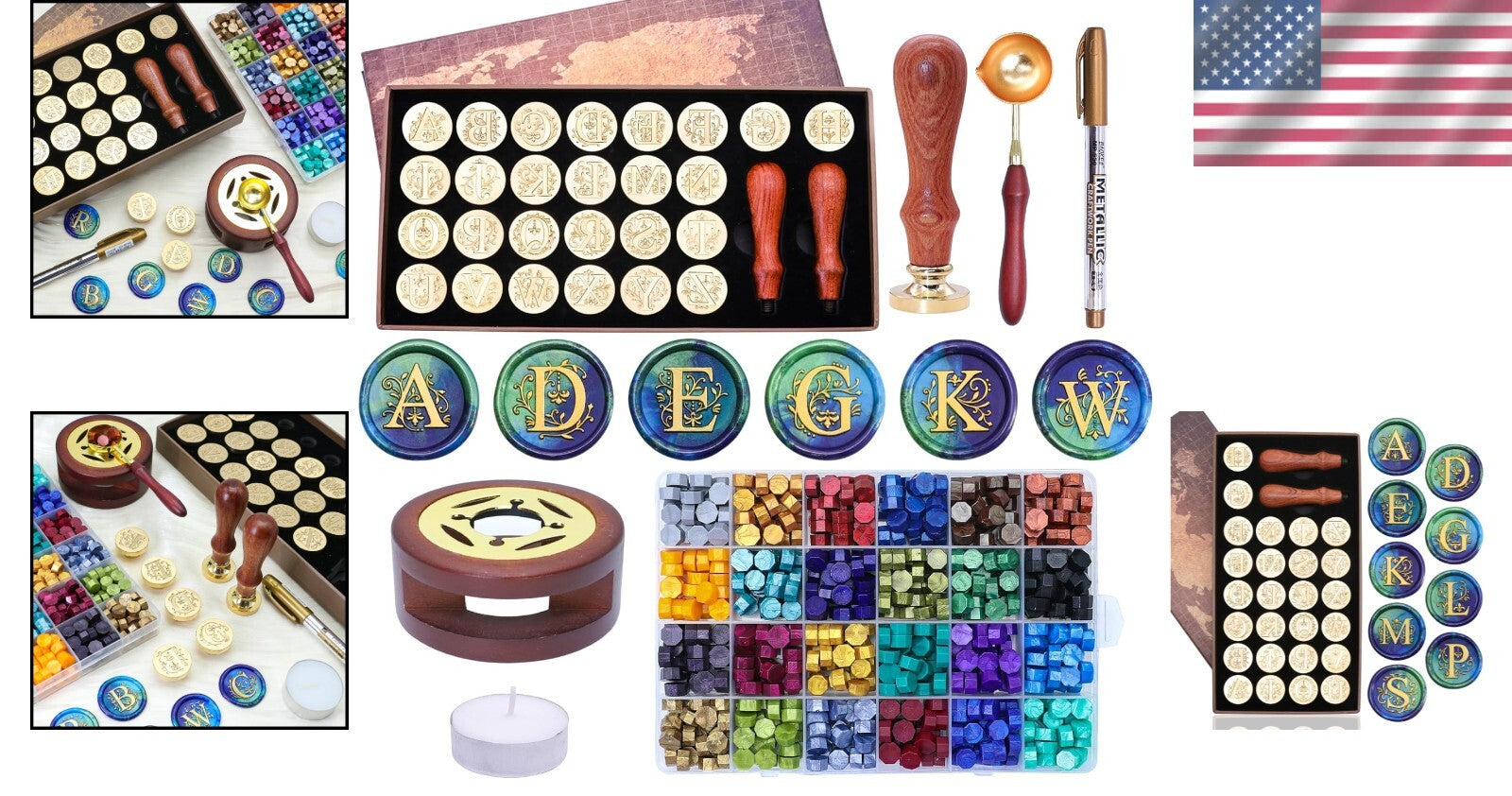 Elegant A-Z Wax Seal Set with 624 Beads & Warmer for Personalized Invitations