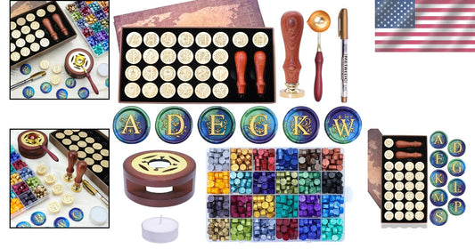 Elegant A-Z Wax Seal Set with 624 Beads & Warmer for Personalized Invitations