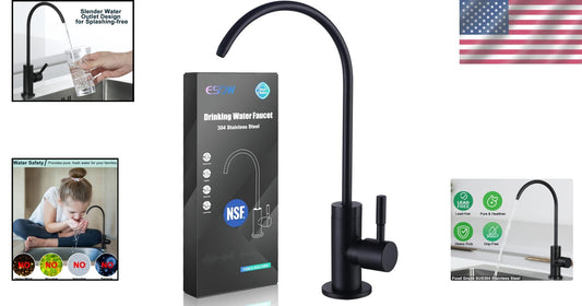 Elegant Matte Black Water Filter Faucet - 360° Swivel, Lead-Free Stainless Steel