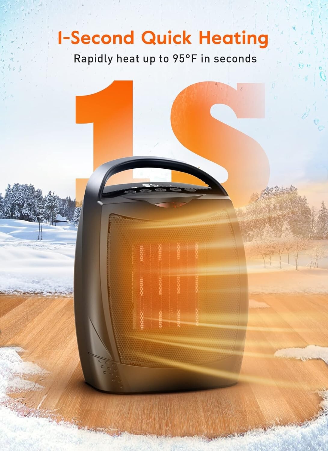 Digital Electric Heater - Instant Heating with 4 Modes for Home & Office