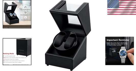 Black Elegant Watch Winder Box with Two Rotation Modes - Perfect Gift for Men