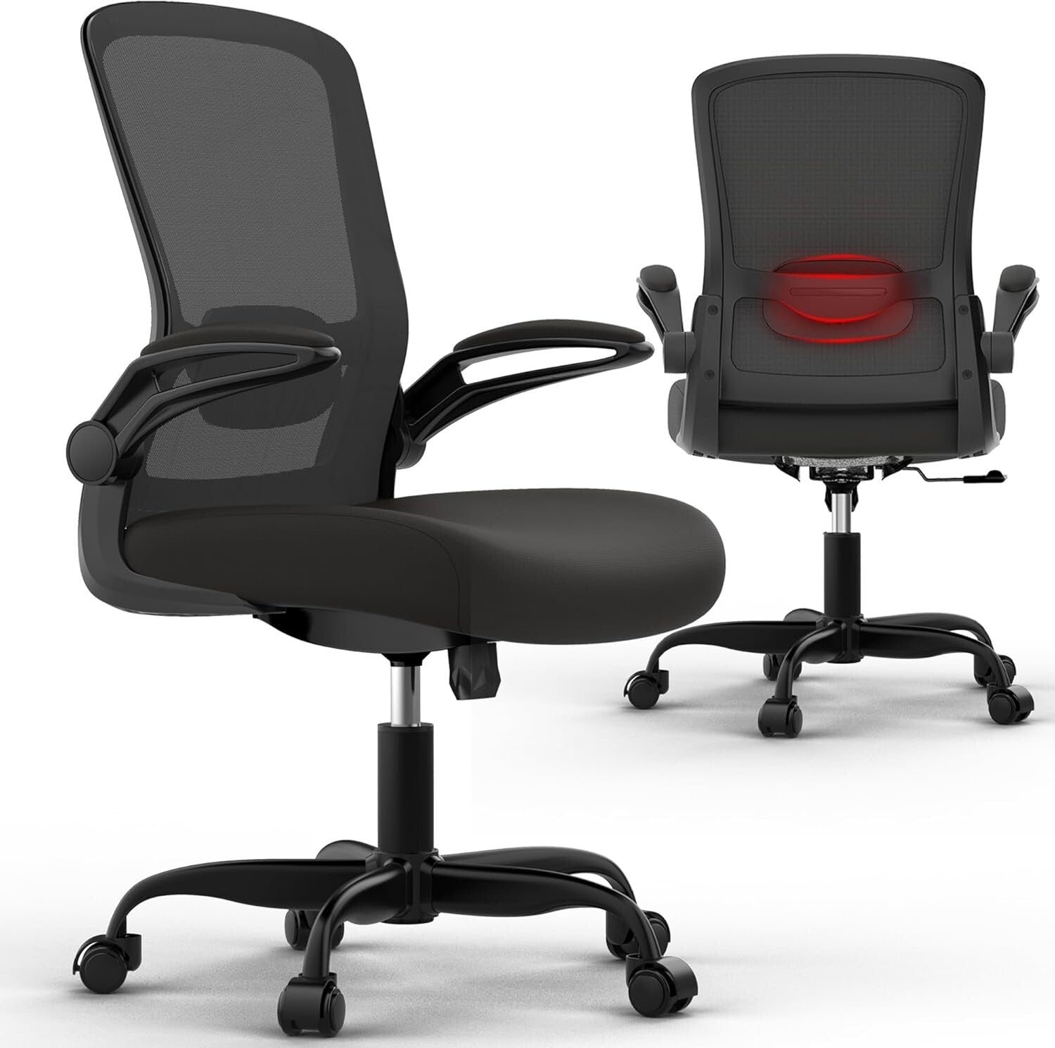 Ergonomic Mesh Office Chair with Adjustable Lumbar Support & Flip-Up Armrests
