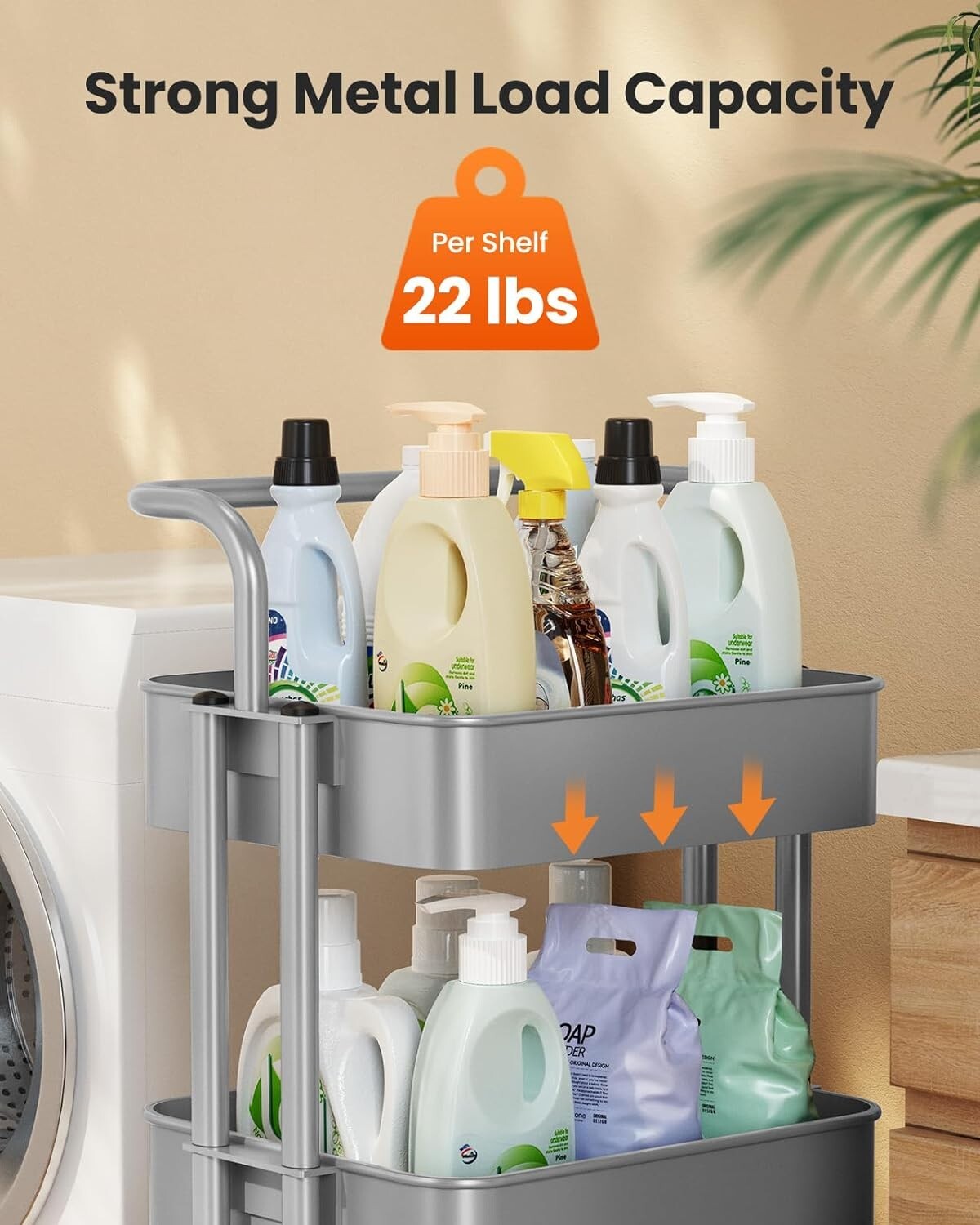 Multifunctional 3-Tier Utility Cart with Lockable Wheels - Perfect for Any Space