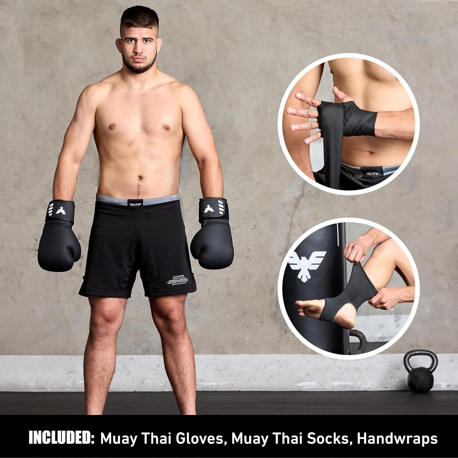 6 Ft Black Muay Thai & Kickboxing Heavy Bag Kit - Training Essentials Inside