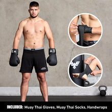 Load image into Gallery viewer, 6 Ft Black Muay Thai &amp; Kickboxing Heavy Bag Kit - Training Essentials Inside