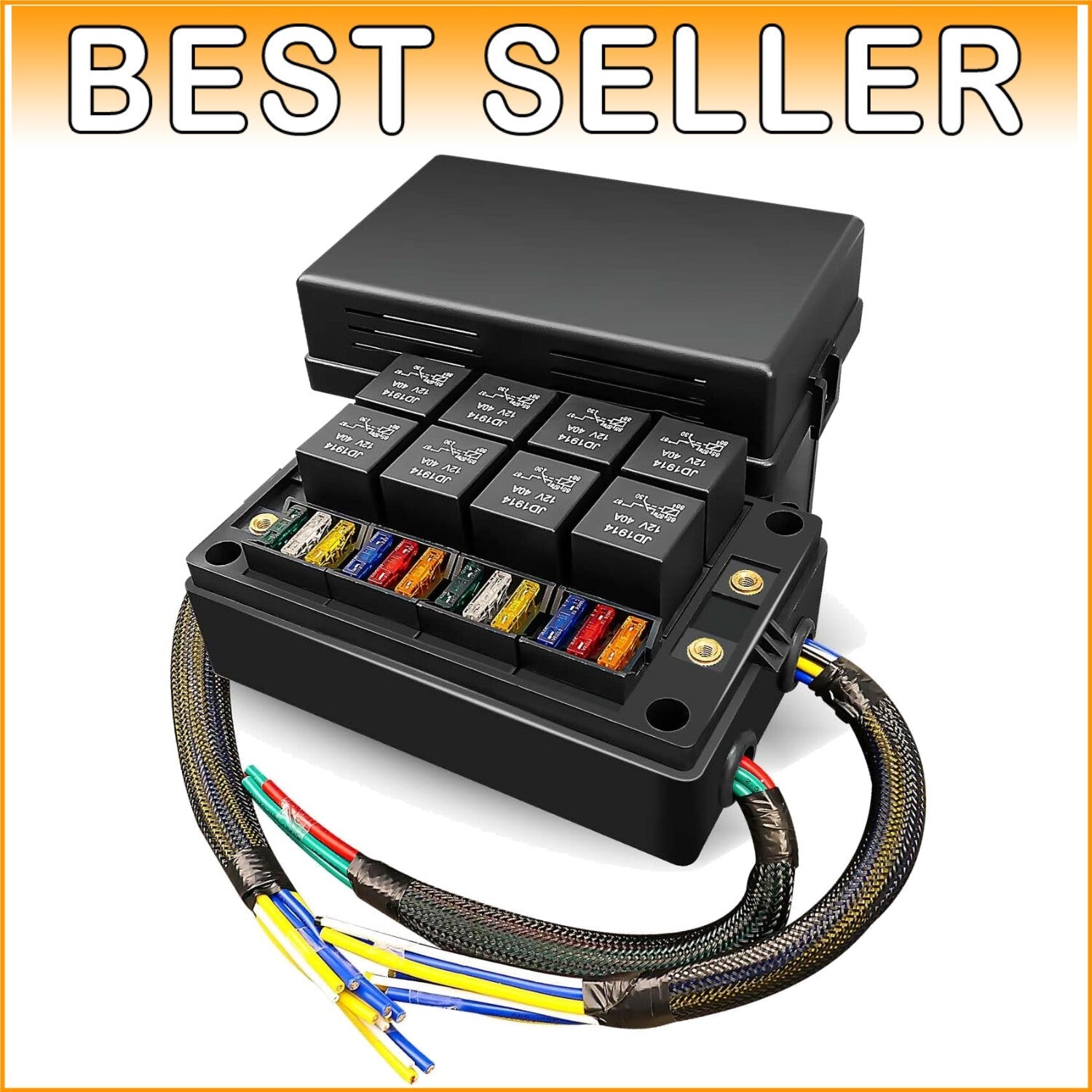 8 Relay Slots Waterproof Fuse Box - 12V Automotive Power Solution for Vehicles
