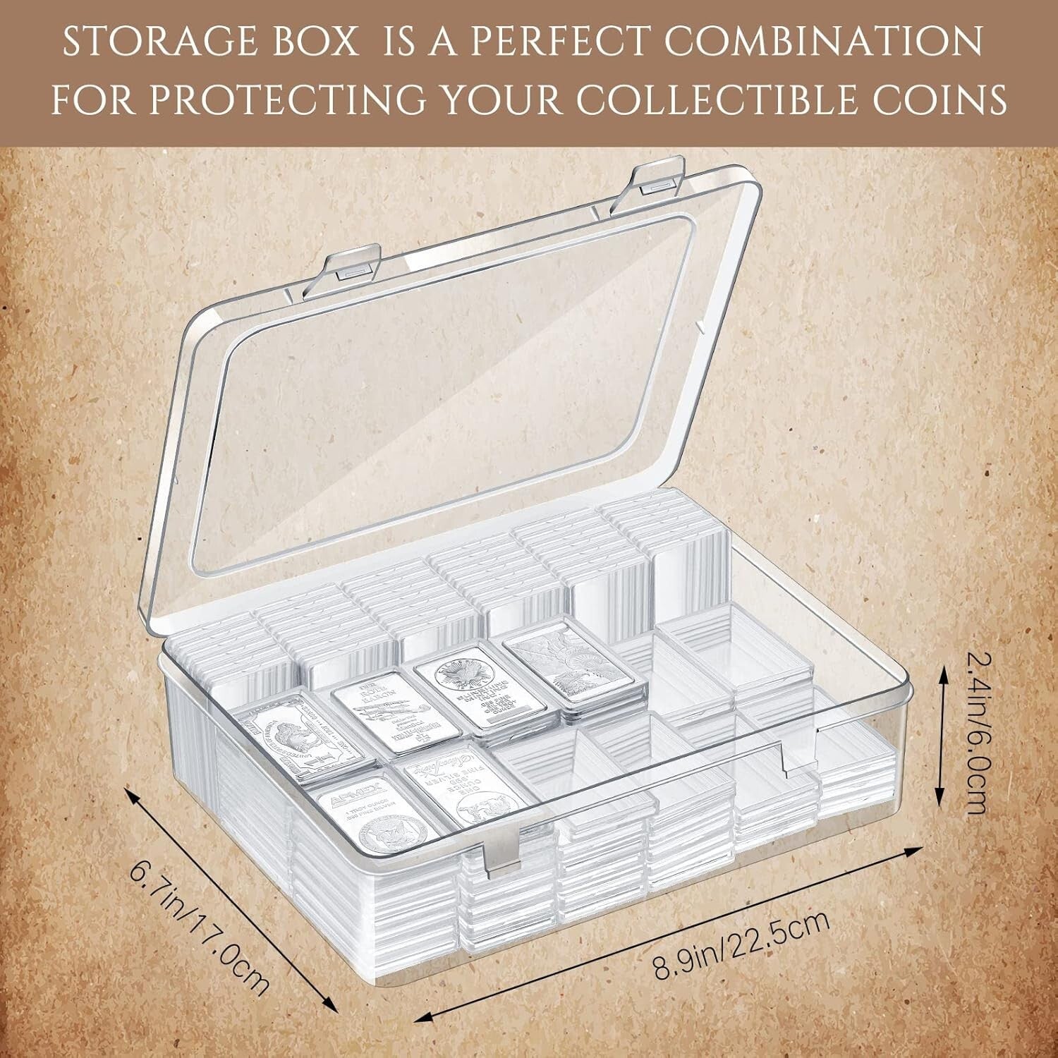 Complete 202-Piece Coin Storage Set: 200 Acrylic Holders & Organizing Box