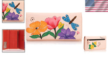 Load image into Gallery viewer, Stylish Hand-Painted Leather Wallet: 7.5” with Magnetic Closure and Coin Pocket