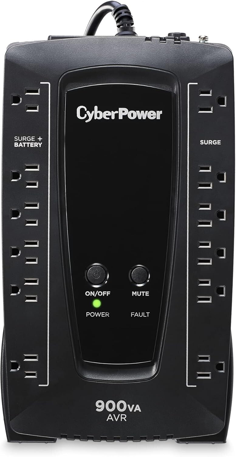 Compact 900VA UPS with 12 Outlets - Reliable Backup & Surge Protection System