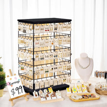 Load image into Gallery viewer, Rustic Earring Display Stand with 130 Hooks - Large Jewelry Organizer Tower