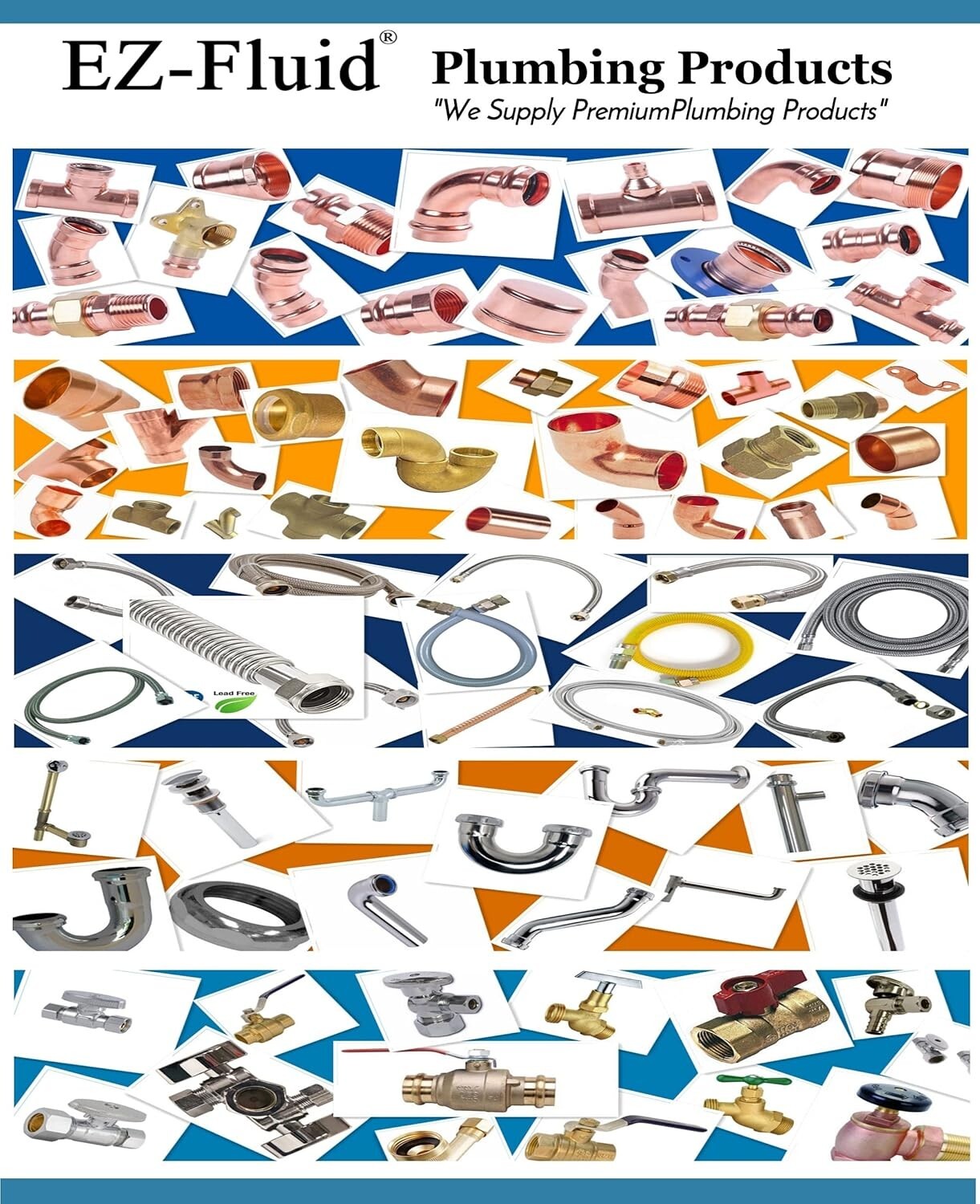 10-Pc Lead-Free Chrome Brass Plumbing Shut-Off Valve - Quarter-Turn Design