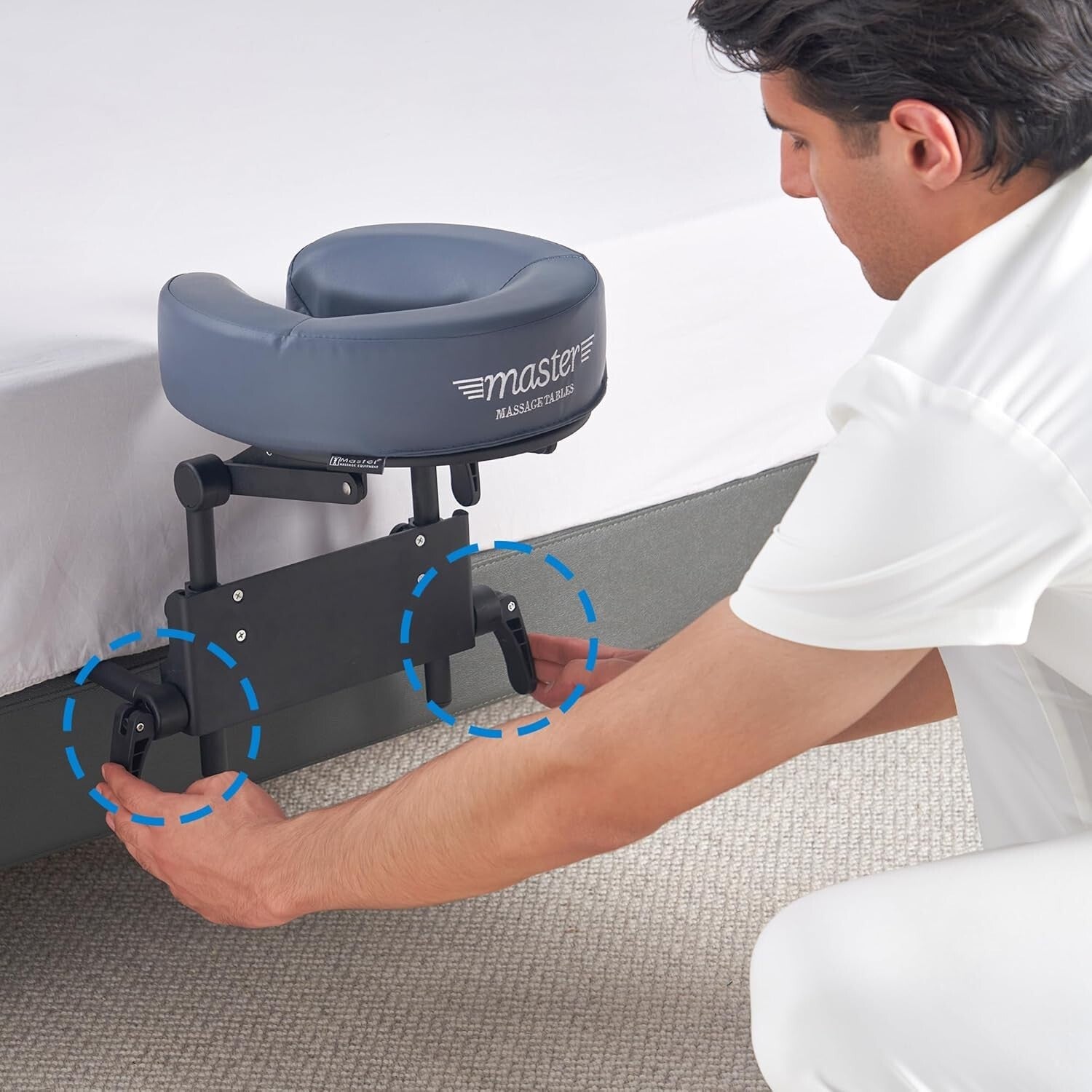 Portable Adjustable Mattress Massage Kit with Comfort Face Cushion - Royal Blue