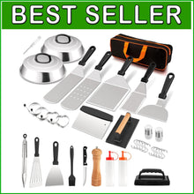 Load image into Gallery viewer, Stainless Steel 25-Piece Griddle Accessories Kit for Effortless BBQ Cooking