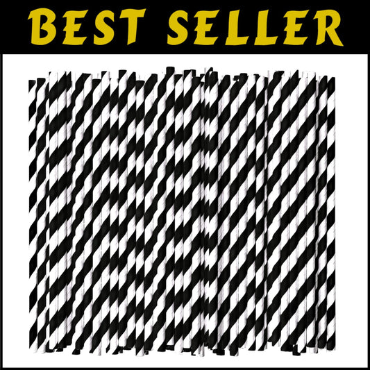 Eco-Friendly 1000 Count Paper Straws - 7.75'' Biodegradable with Striped Design