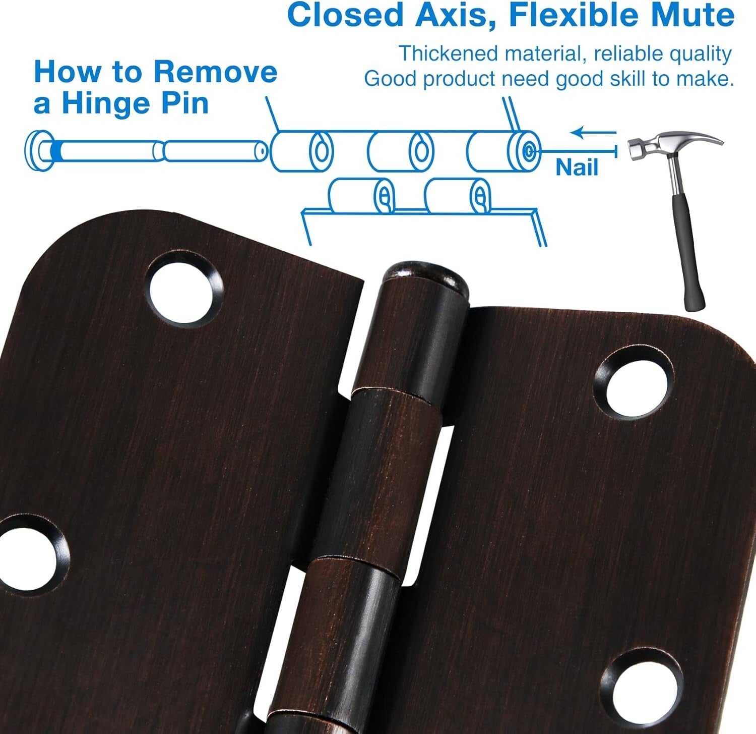 Premium 3.5-Inch Oil Rubbed Bronze Hinges - Ideal for Doors & Windows, 30 Pack