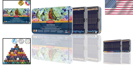 Inktense Ink Pencils, 72 Assorted Colors - Ideal for Diverse Artistic Techniques