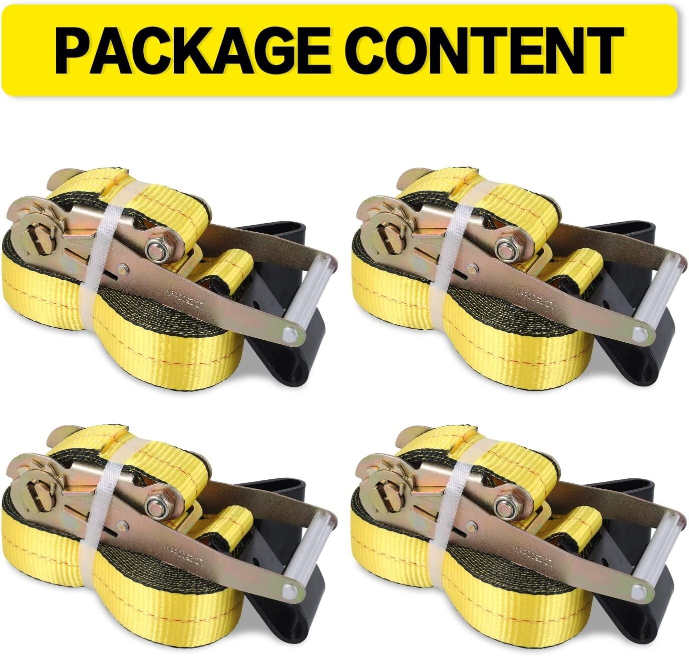 Durable 4-Pack 27 FT Ratchet Tie Down Straps - 10,000 LBS Breaking Strength