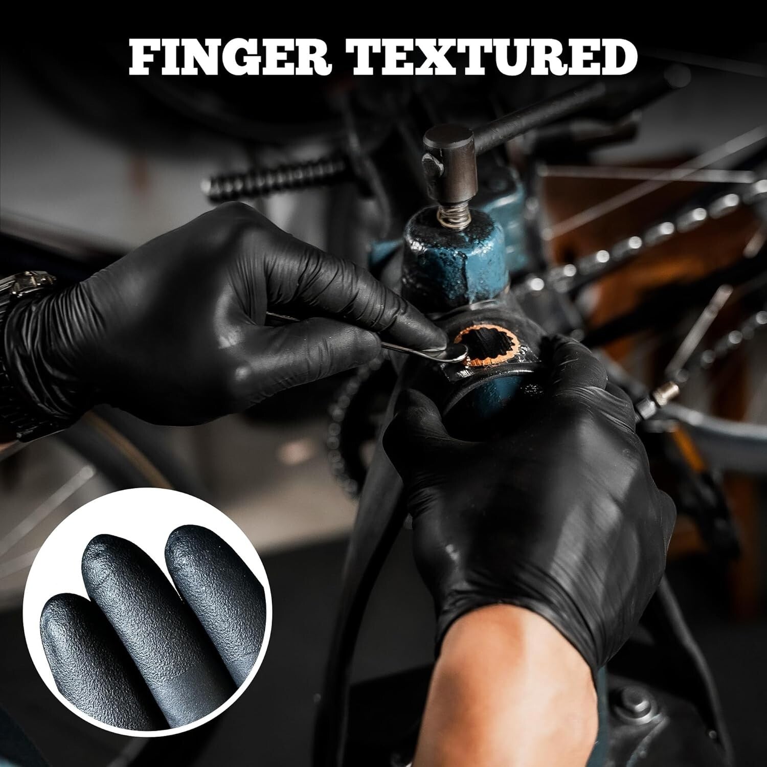 Disposable Black Nitrile Gloves, 6-Mil Strong & Puncture-Resistant Protection