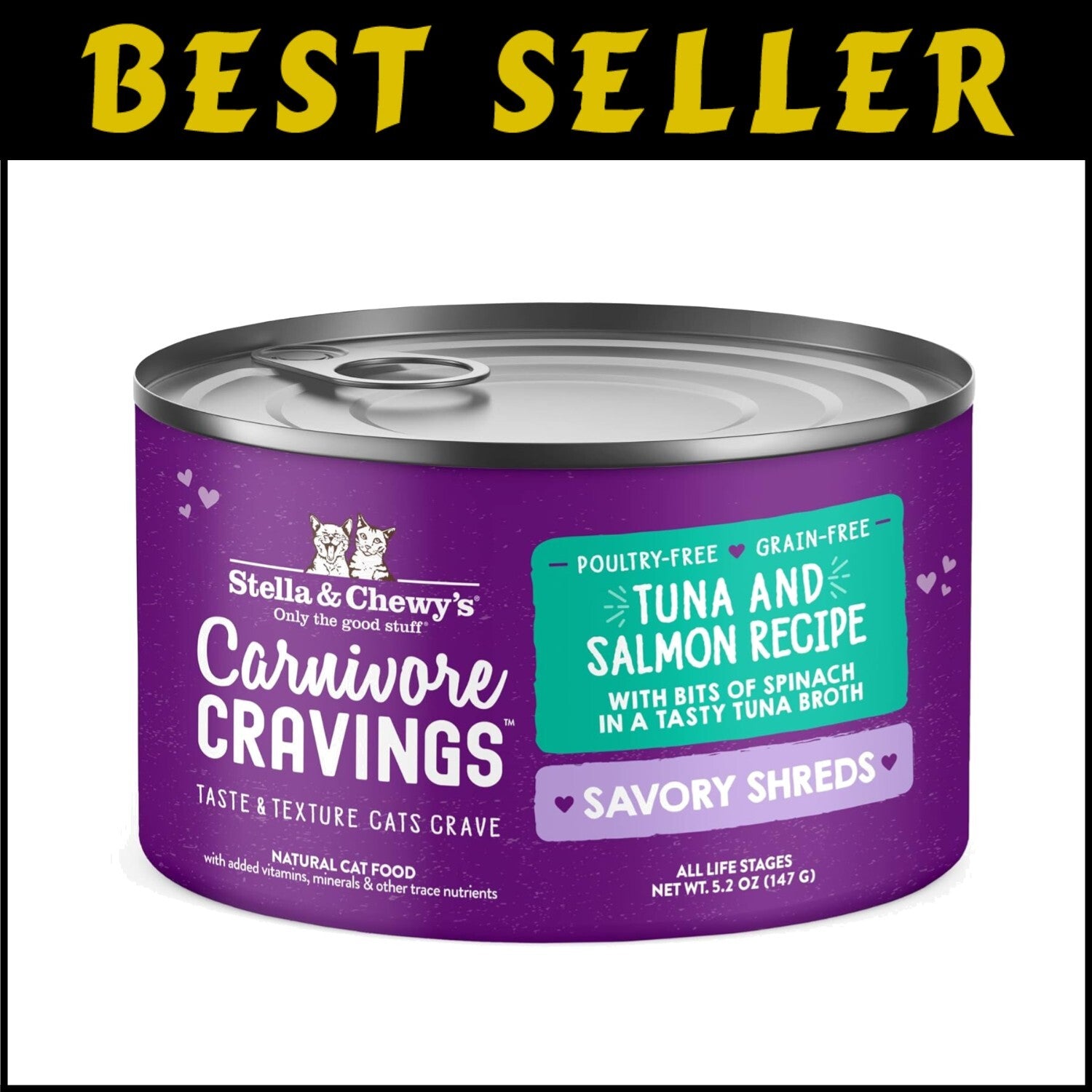 Irresistible 5.2 oz Tuna & Salmon Shreds - High-Moisture Cat Food for Picky Cats