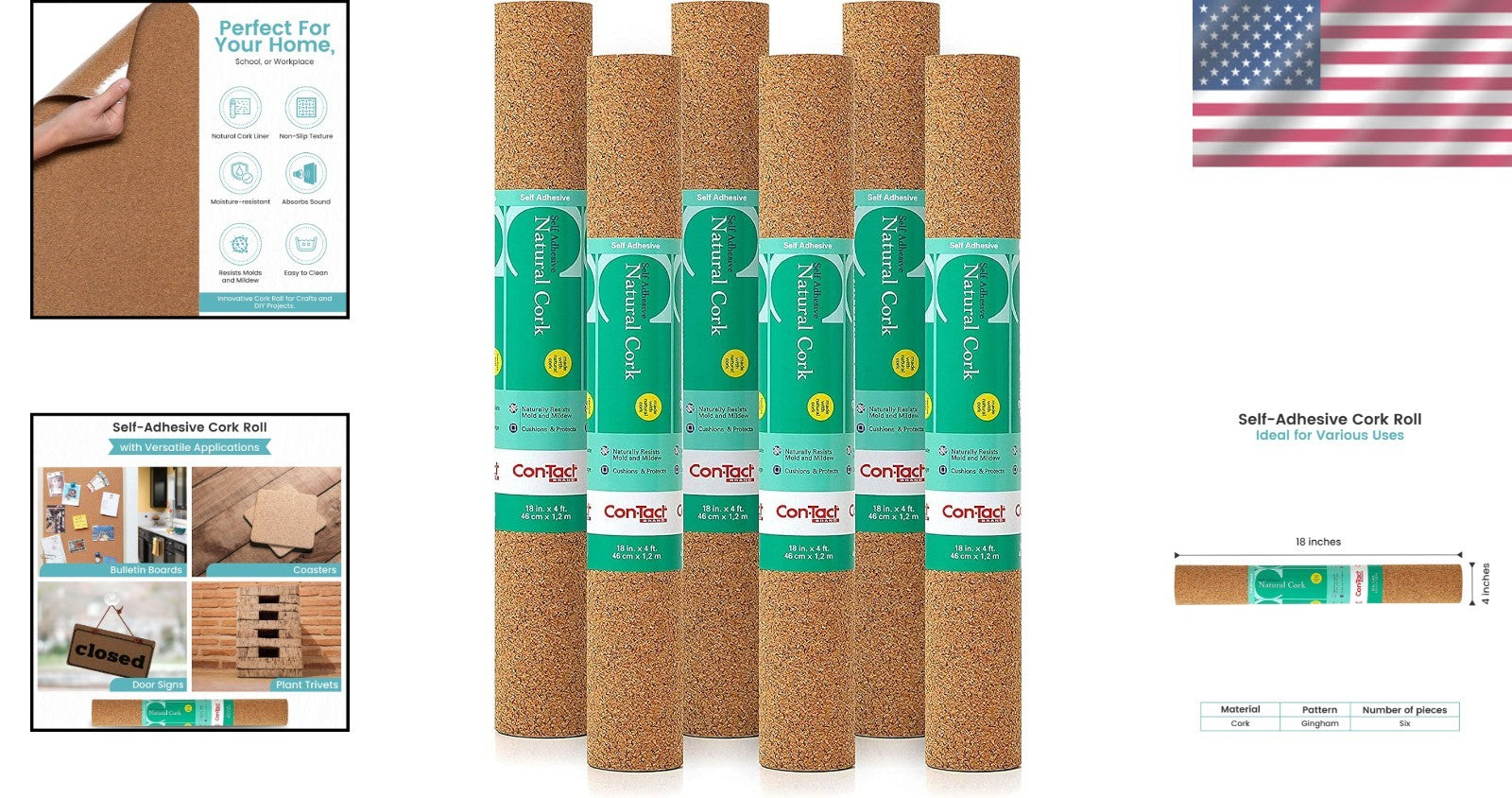 Eco-Friendly Cork Shelf Liner - 18" x 4' - Perfect for Home and Office Use