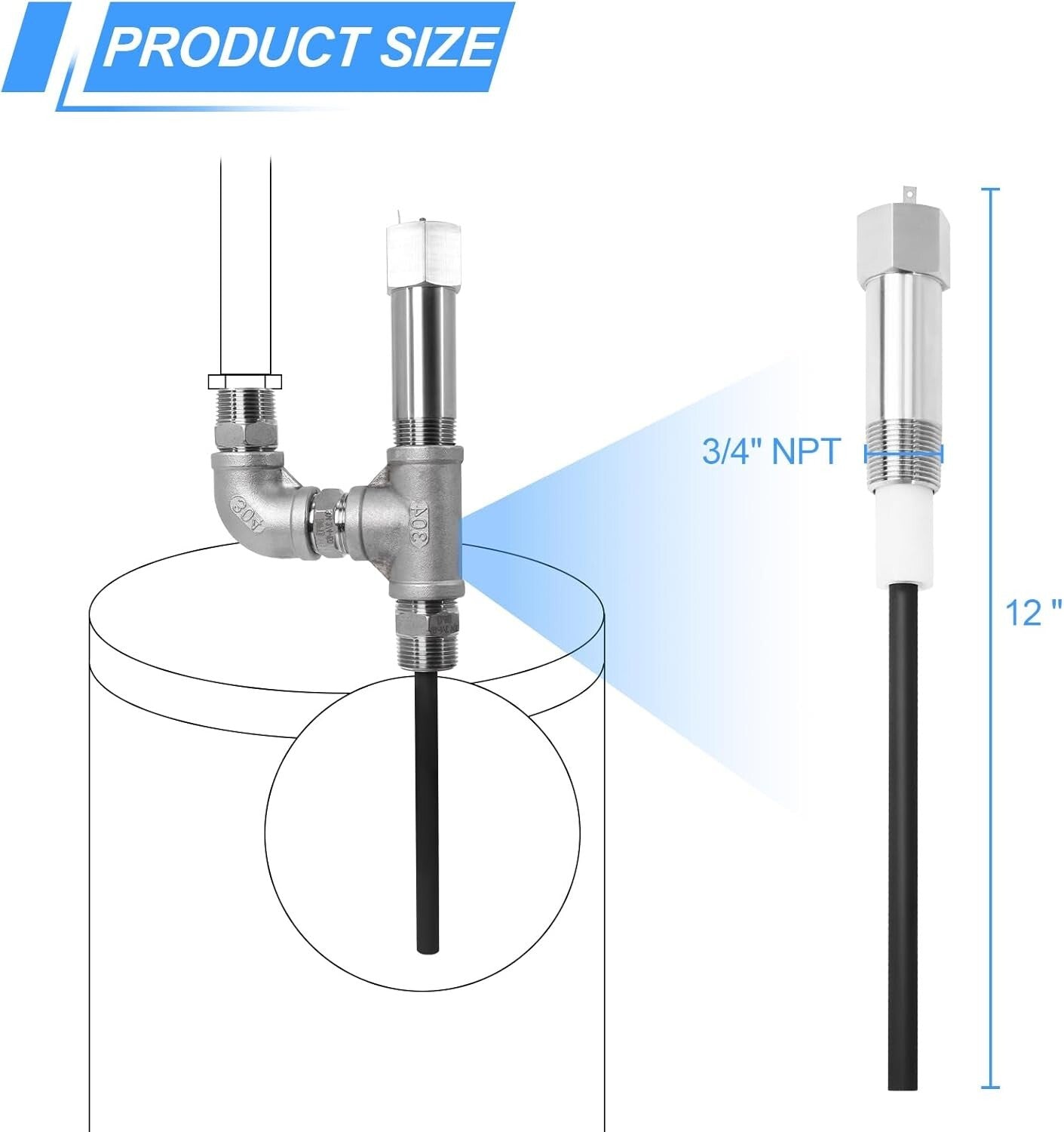 Electric Titanium Anode Rod for Bradford White Water Heaters - Odor Eliminator