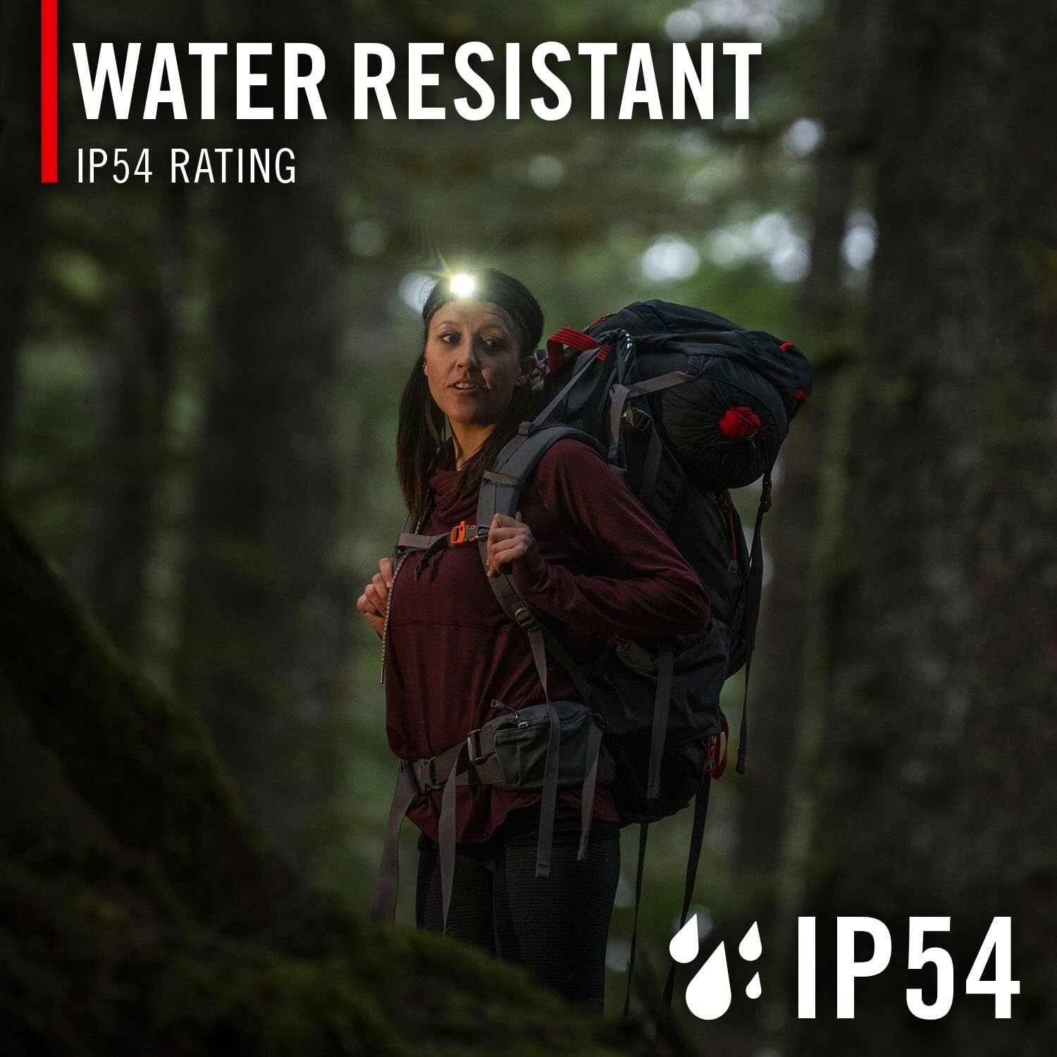 FL85R Waterproof Rechargeable Headlamp with 18-Hour Battery - Red/Green/White