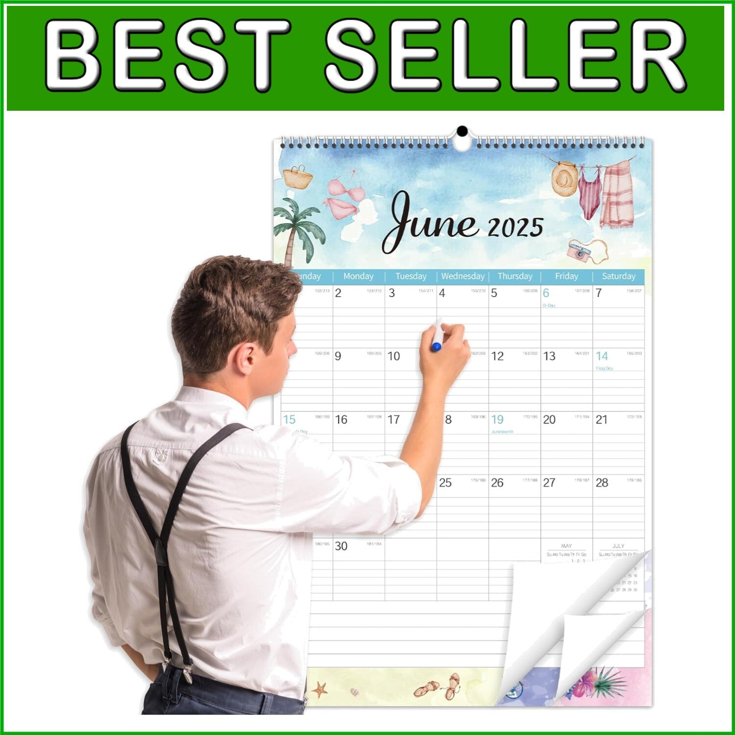 Beautiful Watercolor Extra Large Wall Calendar 2025 - 36x24 Planning Masterpiece