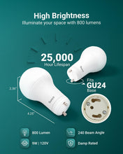 Load image into Gallery viewer, Energy-Efficient 9W GU24 LED A19 Bulbs - 16 Pack, Dimmable &amp; Shatter Resistant