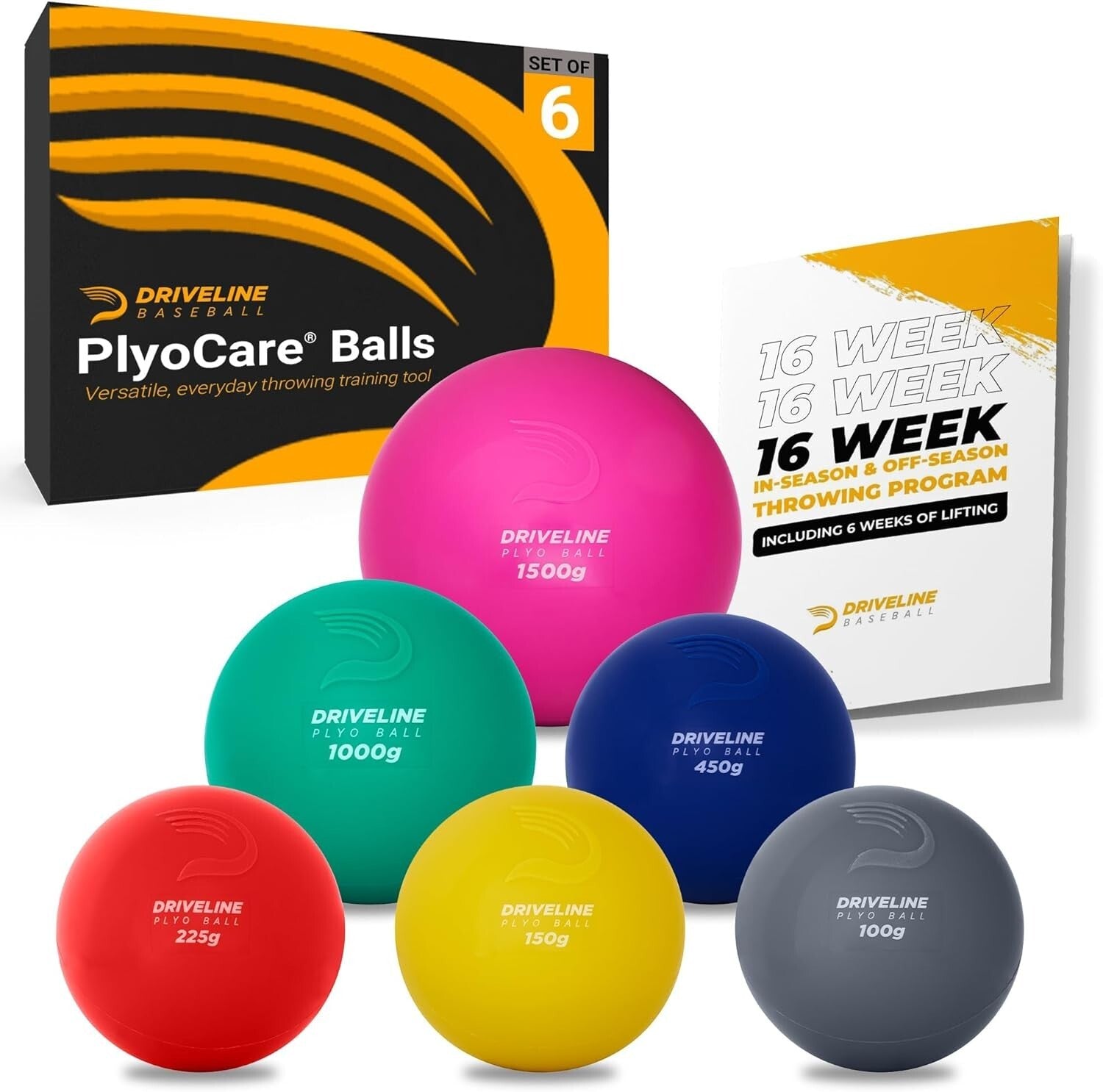PlyoCare Weighted Baseballs: Improve Mechanics & Velocity - 6 Balls Included