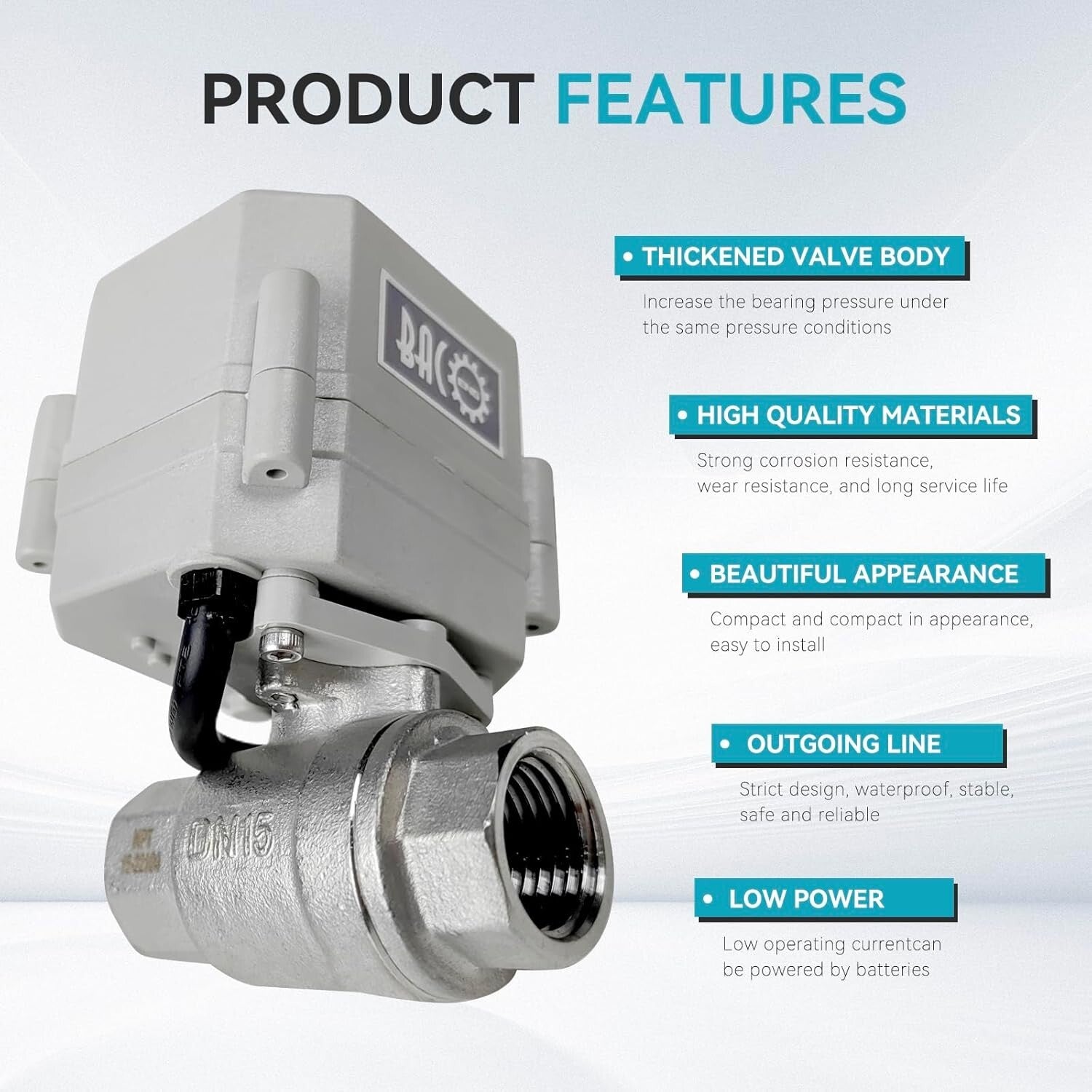 1/2" Motorized Stainless Steel Ball Valve - 110VAC Electric Water Control