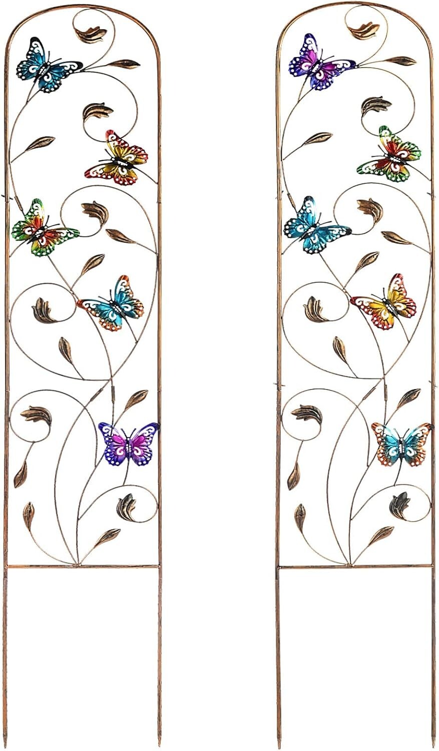 Elegant Butterfly Design Metal Trellis - 60” H for Climbing Vines and Flowers