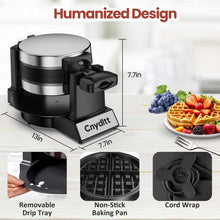 Load image into Gallery viewer, Compact 1400W Double Waffle Maker with Non-Stick Coating &amp; Cool Touch Handles